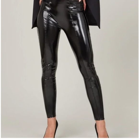 Spanx Faux Patent Leather Leggings Black M - Picture 2 of 12